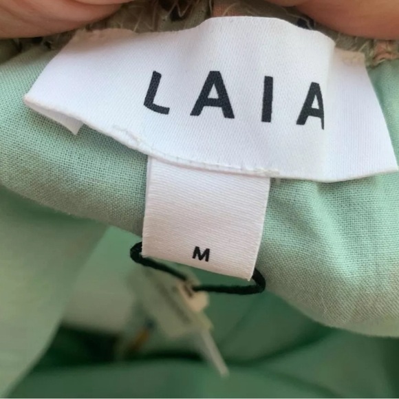 NWT Laia for Anthropologie Ashtula Off the Shoulder Eyelet Top Light Blue Medium - Picture 2 of 6